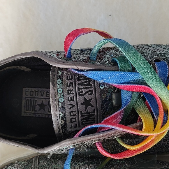 Converse One Star sequin sparkly low top tennis shoe skater shoe - Picture 4 of 6